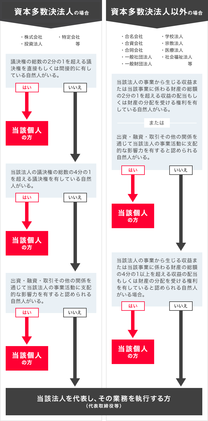 資本多数決法人の場合・資本多数決法人以外の場合