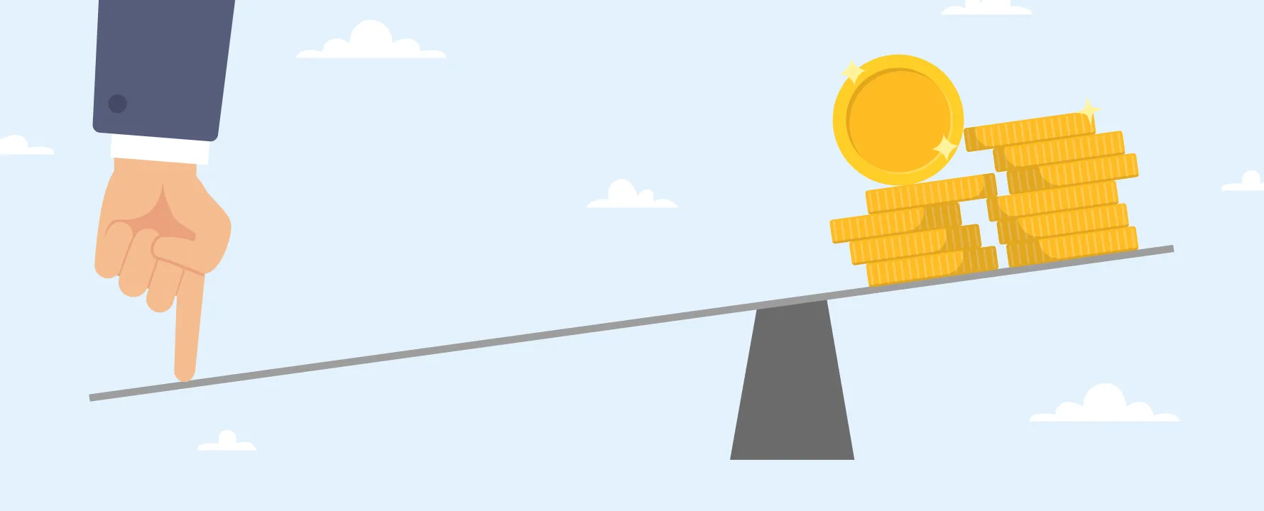 レバレッジとは小さな資金で大きなポジションを動かすことで、てこの原理を用いて説明しているイラスト