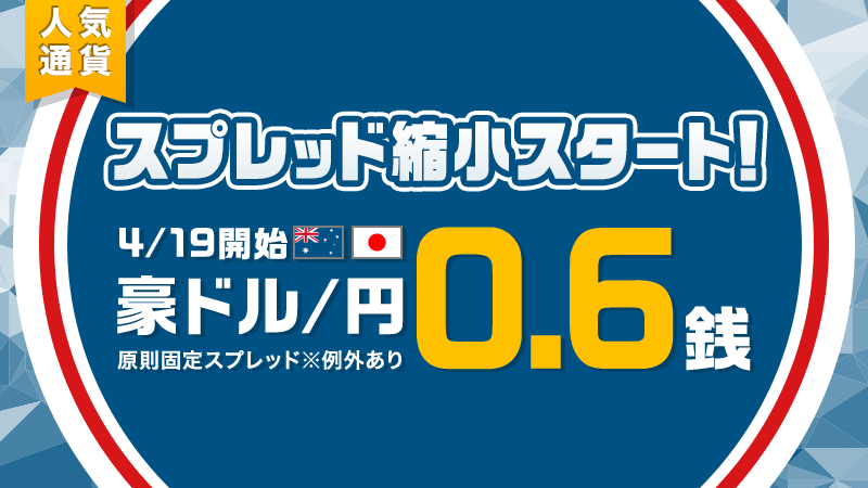 豪ドル/円スプレッド縮小