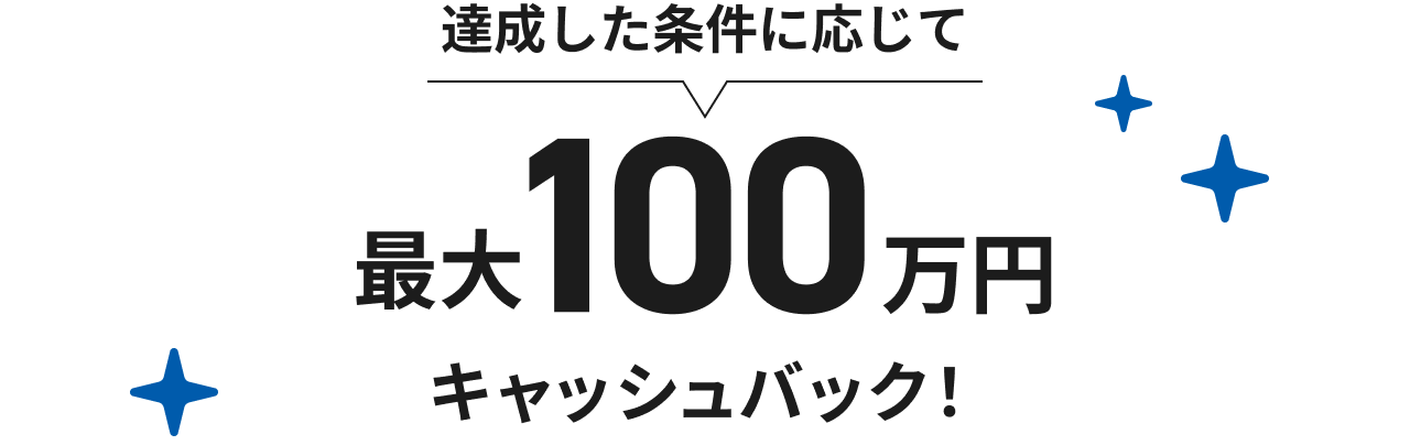 達成した条件に応じて最大550,000円キャッシュバック!