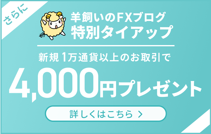 新規1万通貨以上のお取引で4,000円プレゼント