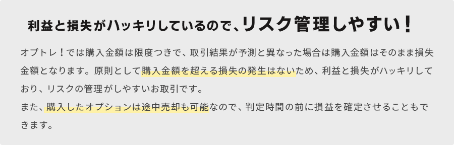 利益と損失がハッキリしているので、リスク管理しやすい！